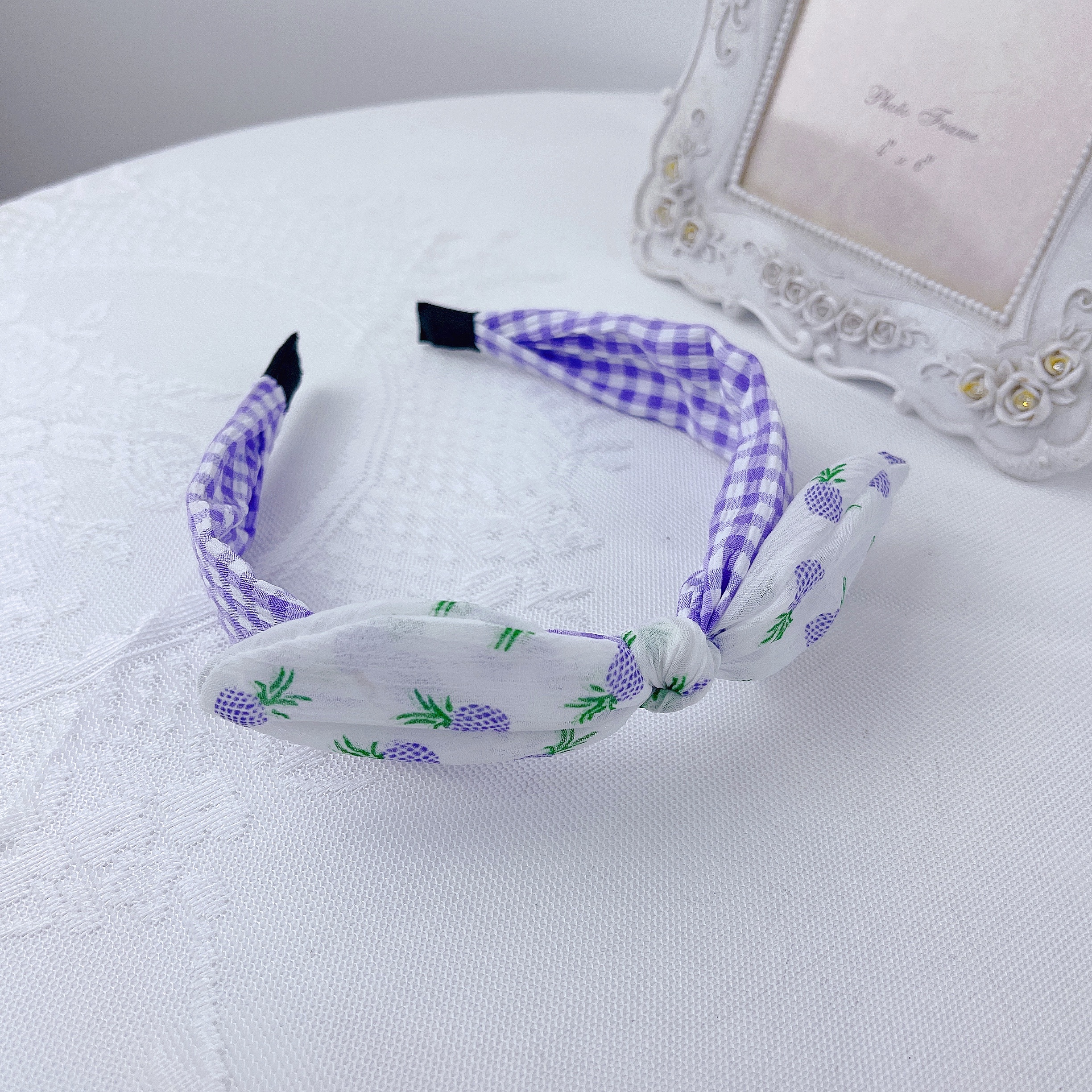 Do Not Wrap Hair Hanfu With Chinese Style Accessories - Small Fresh Plaid - Rabbit Ear Headband Application Scenario
