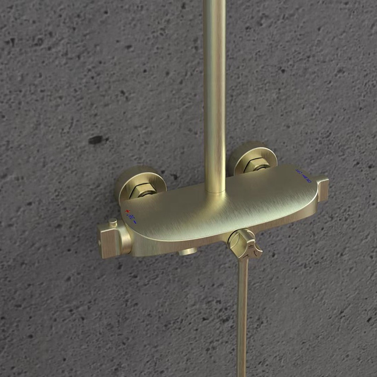FIRMER newest design hotel luxury brushed godl brass shower faucet set details Picture