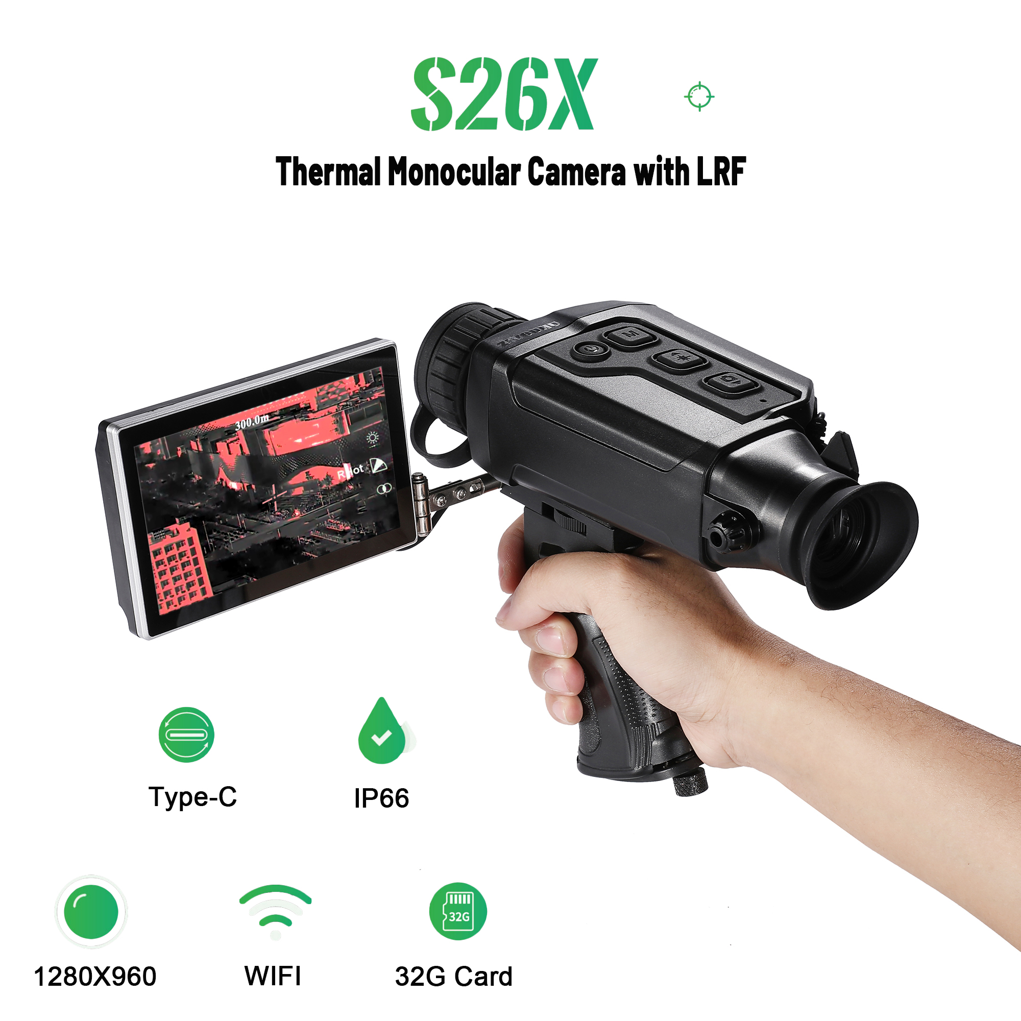 ZIYOUHU S263 Thermal Imaging Camera 12μm VOx Detector with 1000m Laser Rangefinder Hotspot Tracking Thermal Night Vision for Hunting