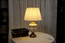 Ceramic table lamp new Chinese table lamp European indoor table lamp pleated lamp shade decorative light ink wind table lamp