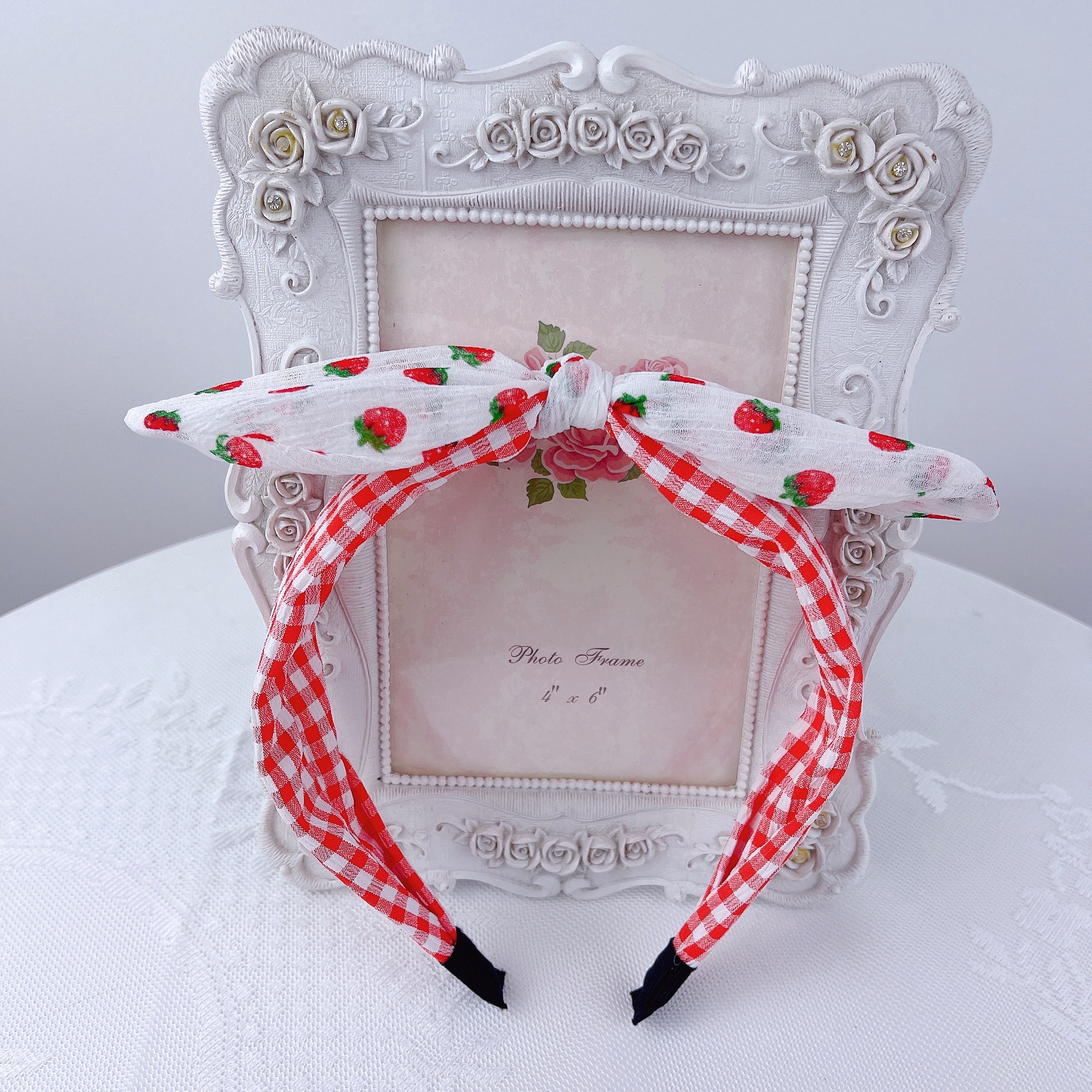 Do Not Wrap Hair Hanfu With Chinese Style Accessories - Small Fresh Plaid - Rabbit Ear Headband Specification drawing