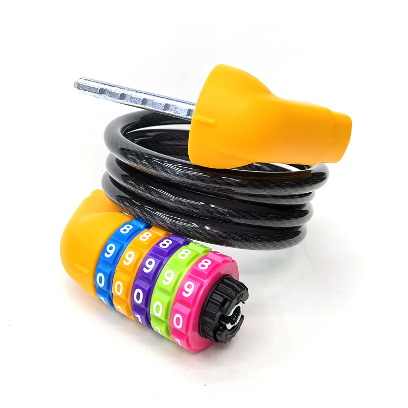 220409 Bicycle five-digit combination lock Mountain bike cable lock Cycling wire lock Rim lock Item Picture