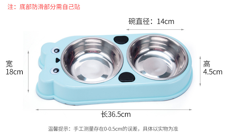 Pet double-bowl stainless steel bowl, bear-shaped dog bowl, cat bowl, anti-tipping and anti-slip, integrated drinking bowl and food basin, pet food utensils pic 3