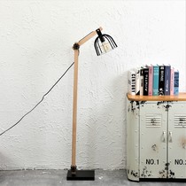 Folding floor lamp iron hollow solid wood lamp living room study decorative lamps