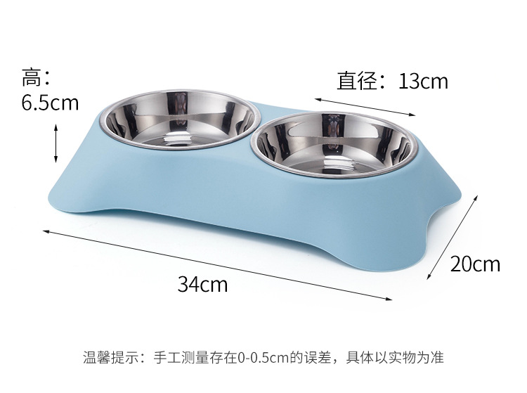 Trapezoidal pet double bowl, anti-slip and anti-knock, dog bowl, cat bowl, stainless steel, detachable and washable, water bowl and food bowl, dual-purpose pet food set pic 3