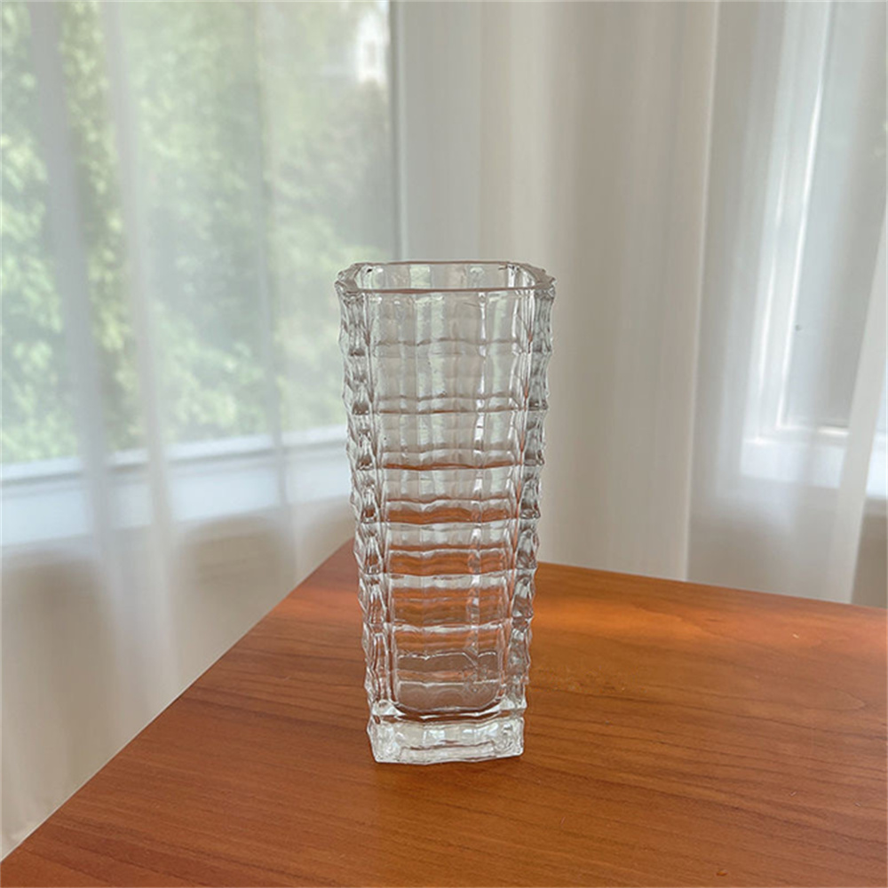 插花装饰器皿摆件工艺/简约时尚款/方形轻奢水晶玻璃花瓶细节图