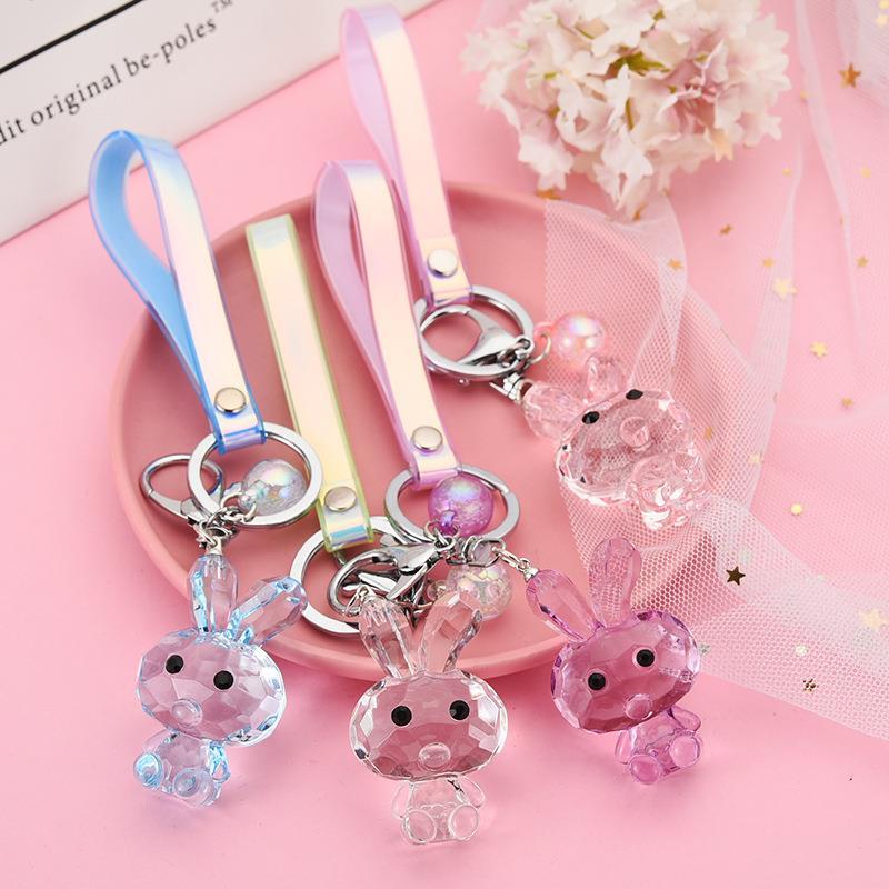 Crystal Rabbit three-piece keychain series mixed 5