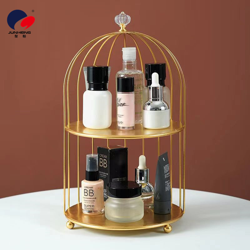 化妆品收纳神器ins铁艺鸟笼桌面置物架创意护肤品香水口红整理架