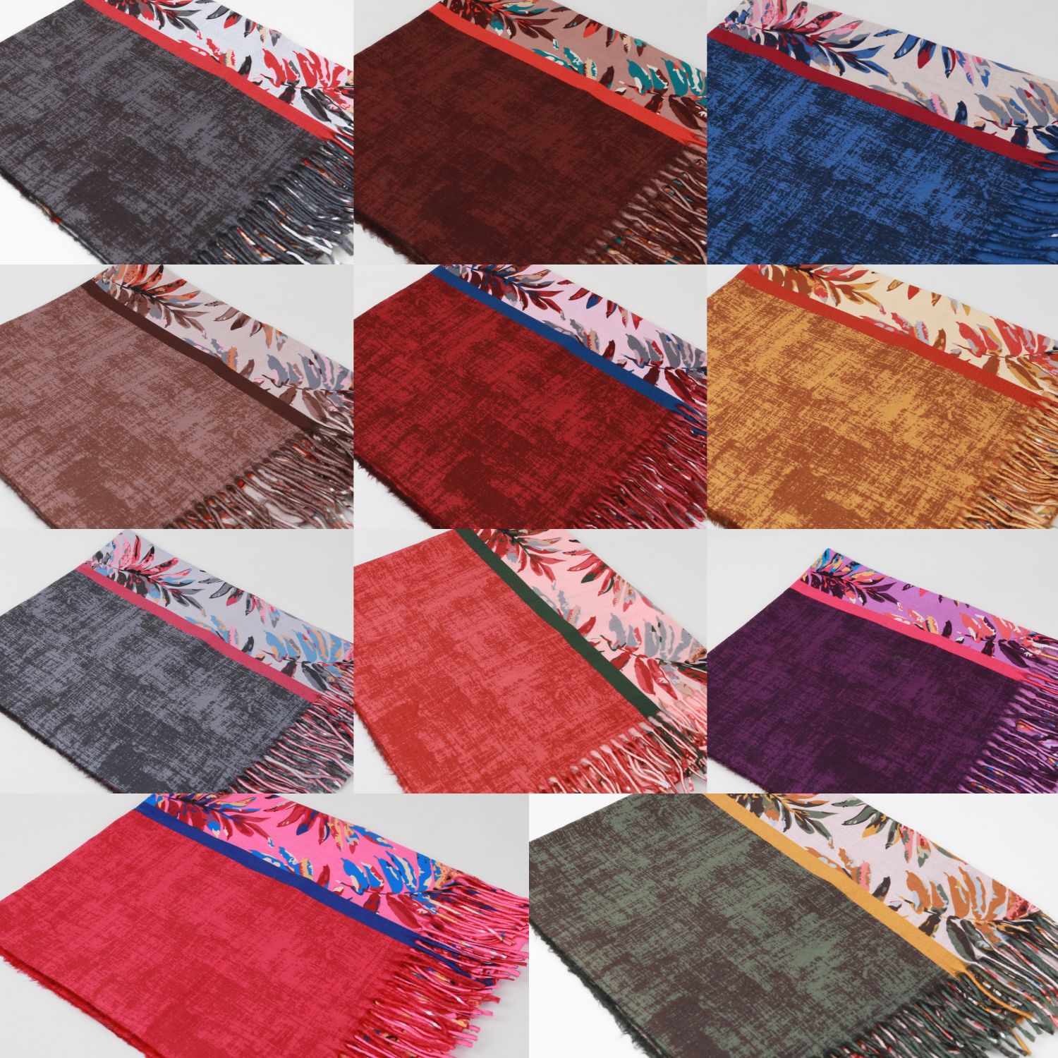 Liu An leaf print warm scarfs with tassels for women