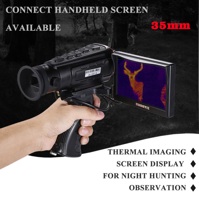 A7 35mm Thermal Imager for Night Hunting 4X Digital Zoom Outdoor Thermographic Telescope with External Screen & Infrared Illuminator