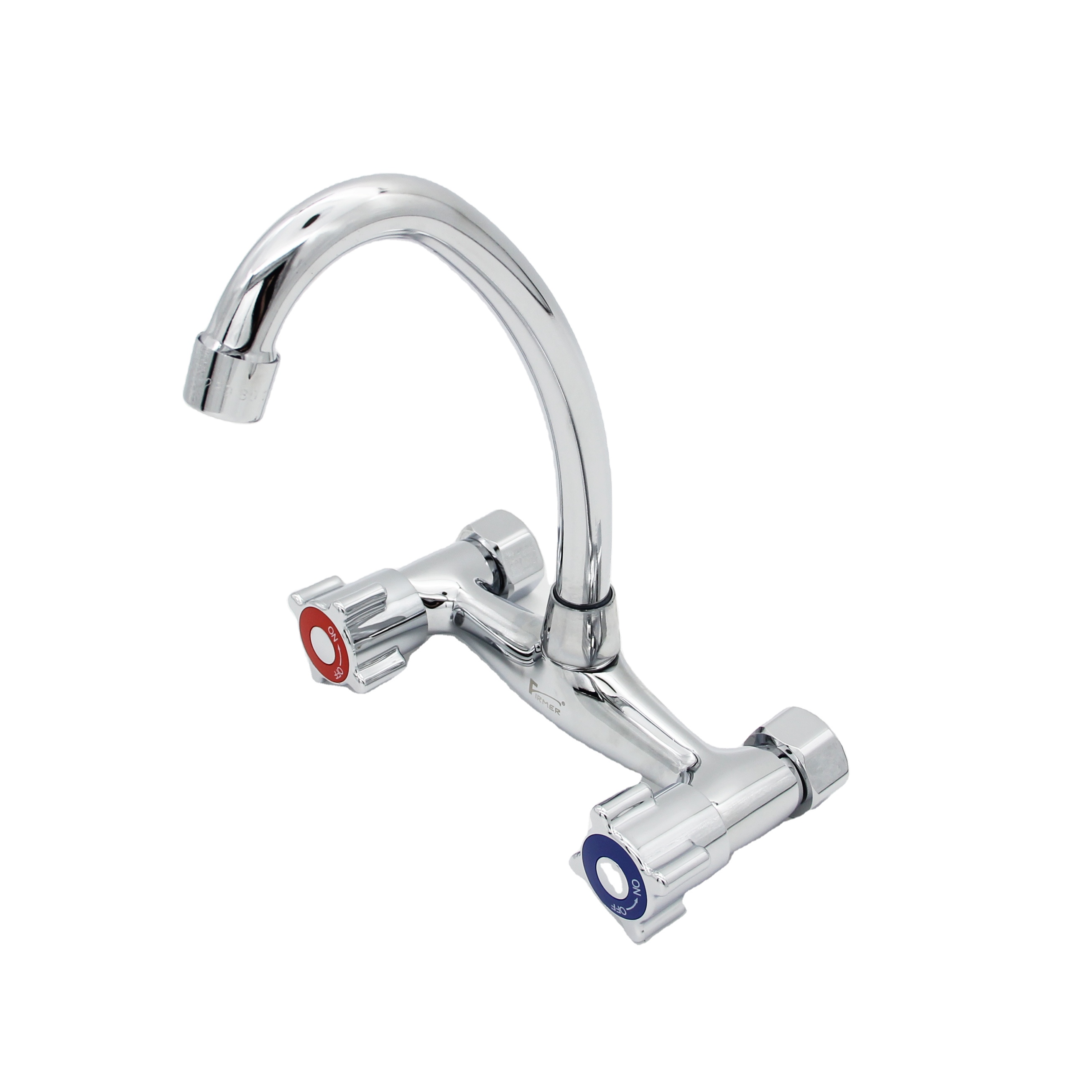 FIRMER double handle kitchen faucet brass chrome plated hot and cold dual handle kitchen faucet full figure