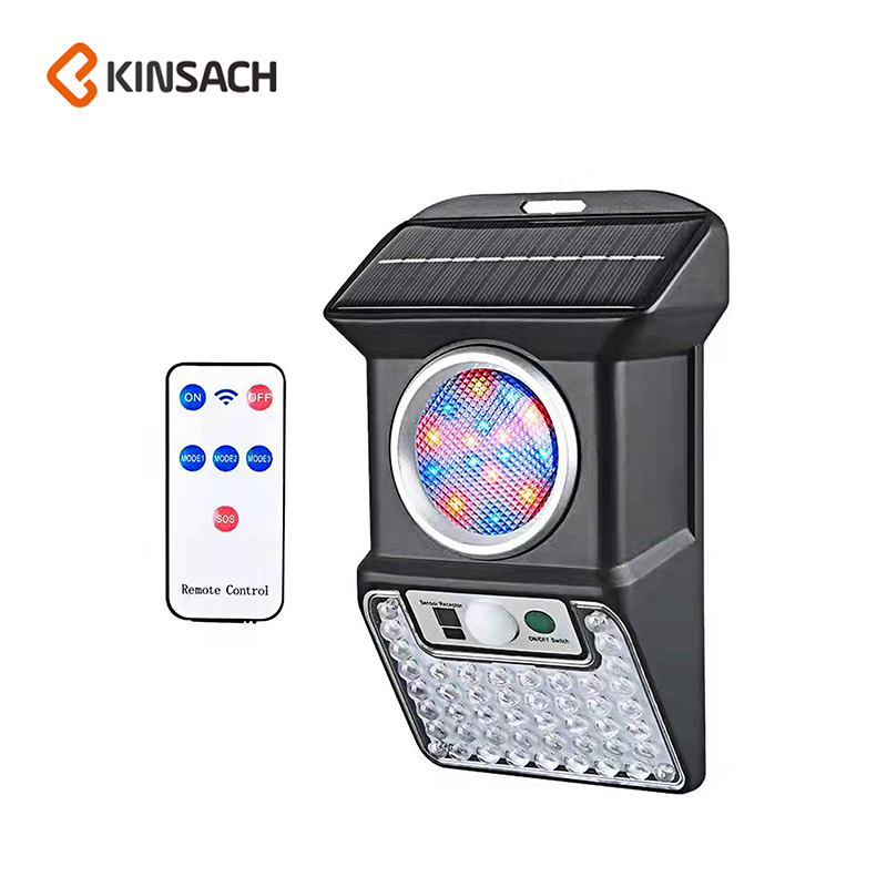 跨境新款户外LED太阳能警示感应灯人体感应灯家用墙壁照明遥控灯