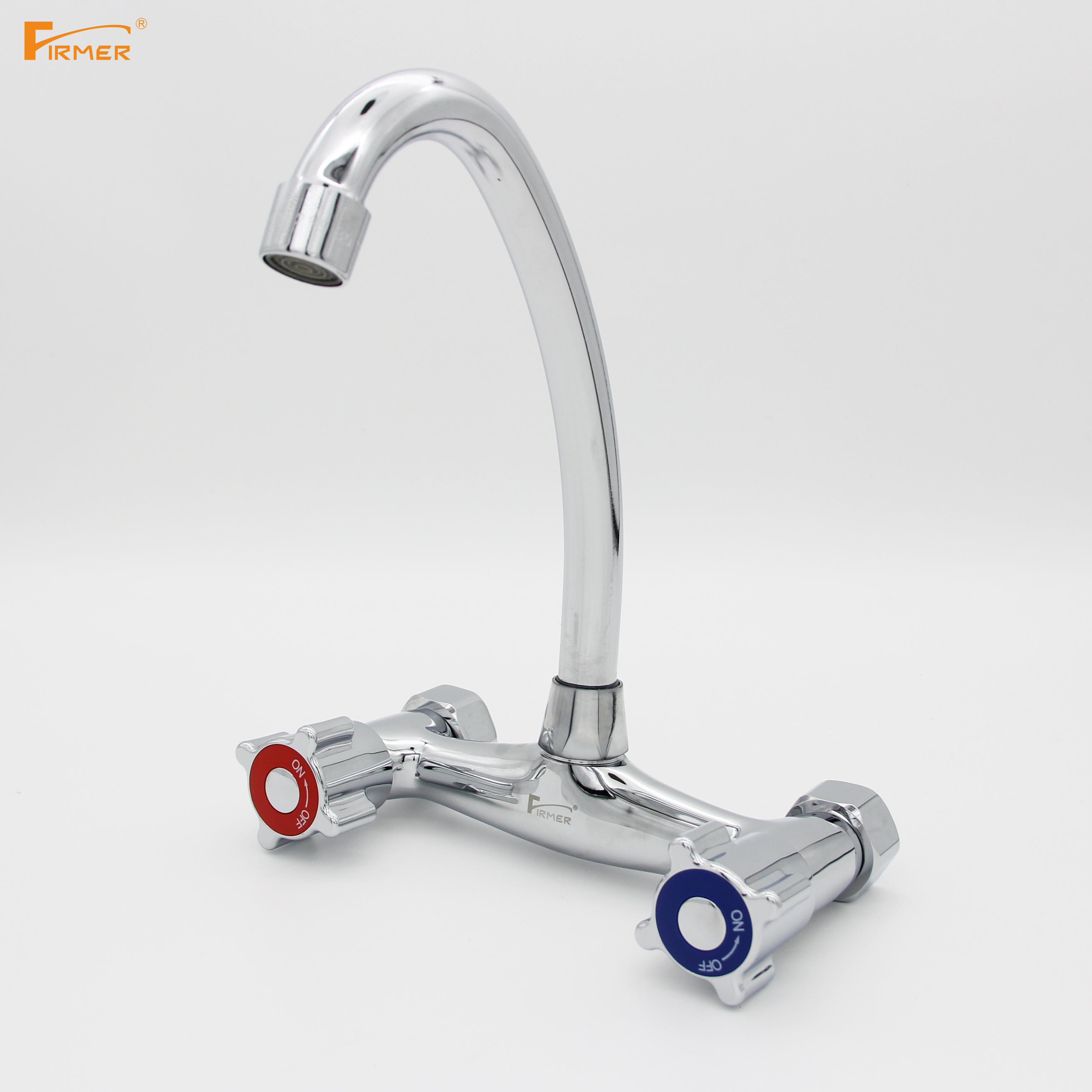 FIRMER double handle kitchen faucet brass chrome plated hot and cold dual handle kitchen faucet Specification drawing