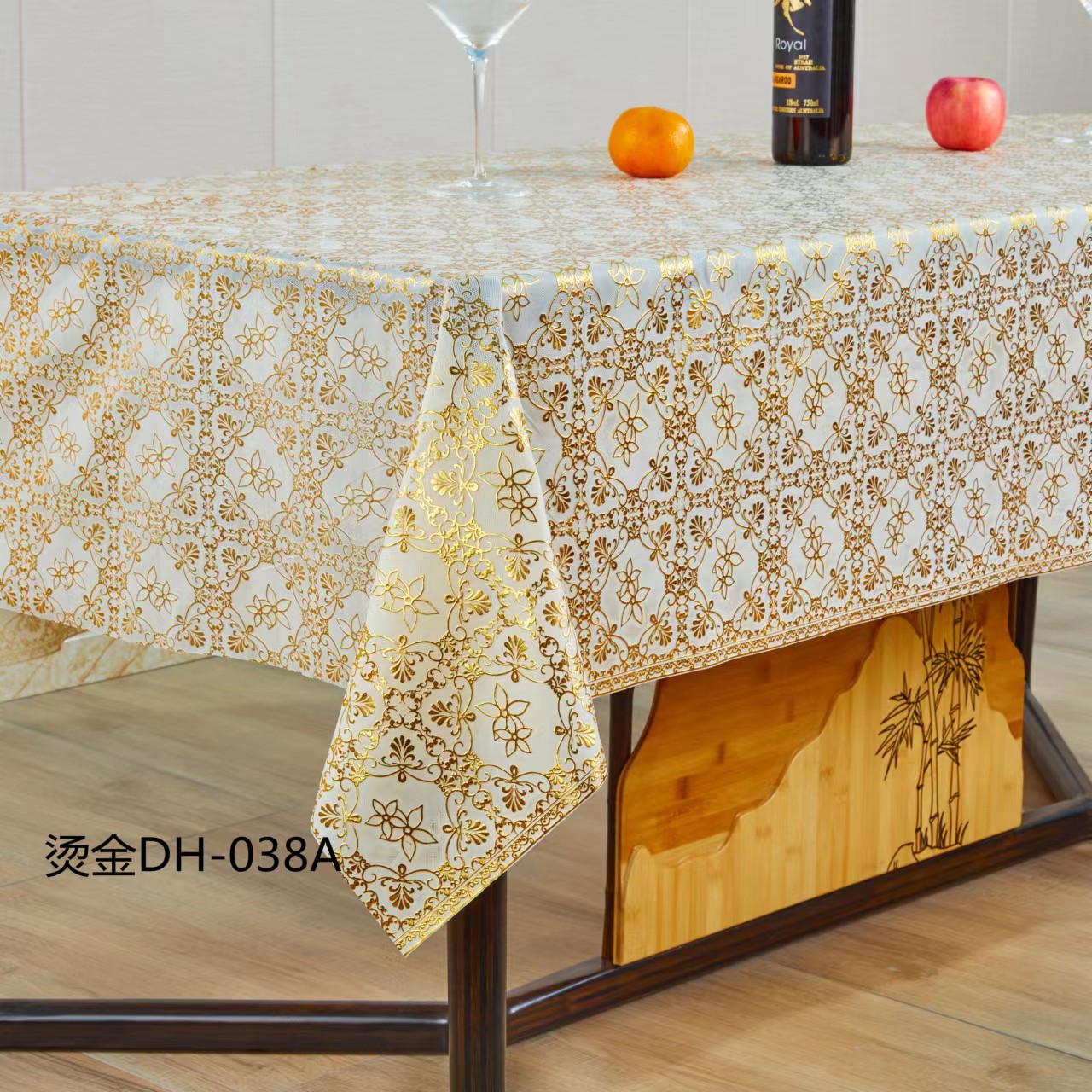 PVC gold stamping silver lace tablecloth European classic fashion flower home tablecloth hotel decoration waterproof no-wash table cloth full figure