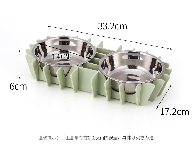 新款宠物不规则狗碗插片式猫碗不锈钢pp材质可拆卸清洗水碗饭碗通用宠物双碗详情3
