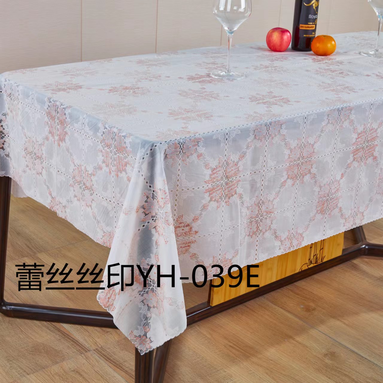 PVC printed white rice-bottom lace tablecloth European classic household tablecloth hotel decoration waterproof no-wash table cloth Specification drawing
