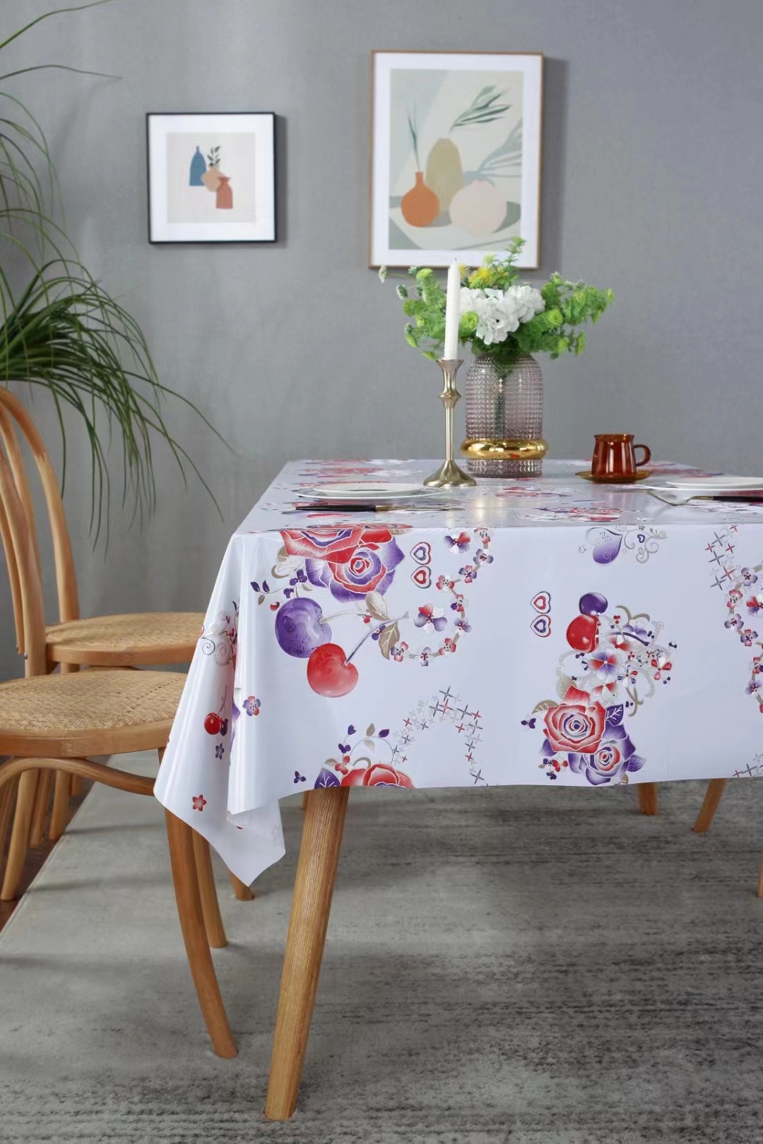 PVC printed embossed pearlescent glitter tablecloth, European-style, elegant and fashionable home and hotel decoration, waterproof and no-wash tablecloth pic 10