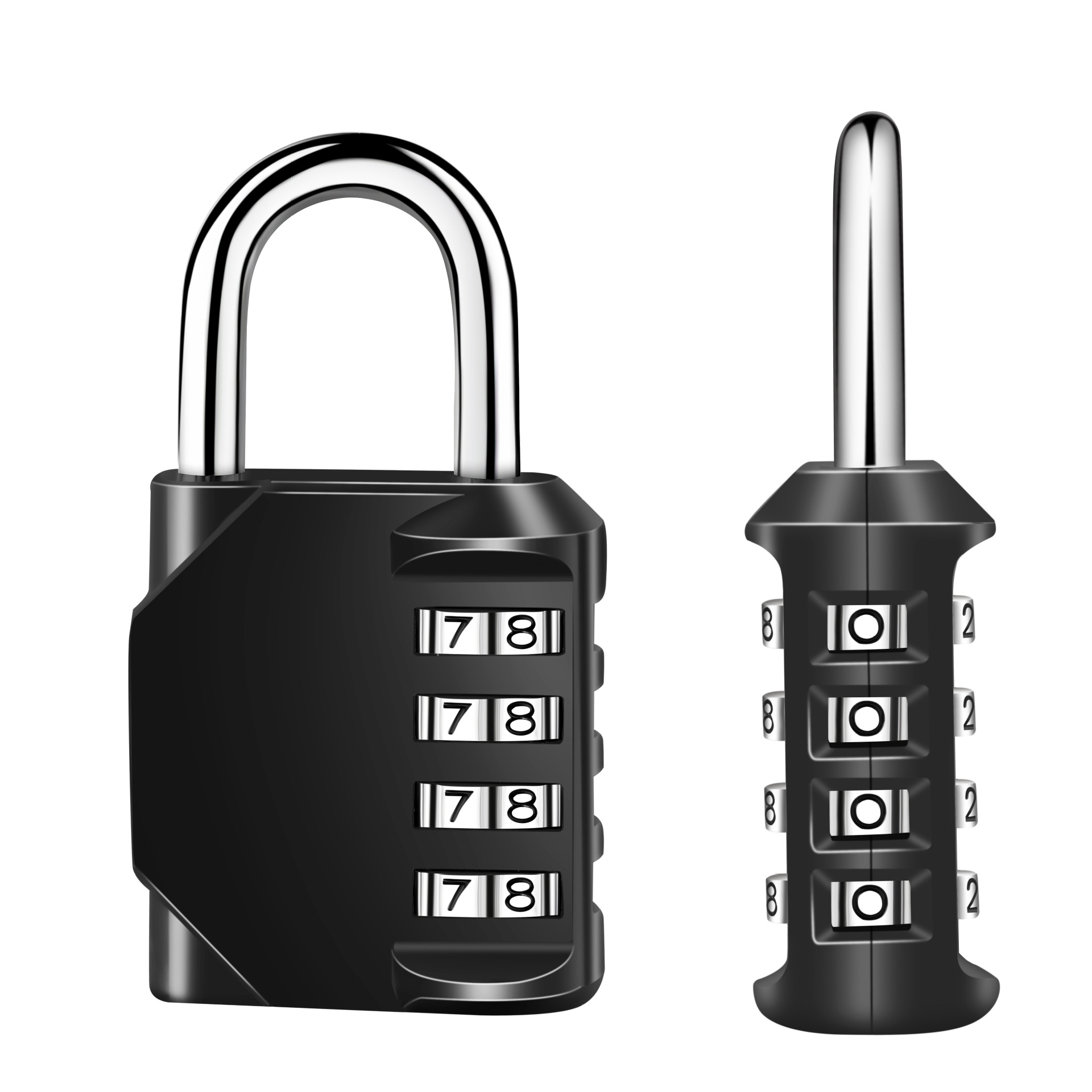 Basics 4-Digit Combination Padlock, Black, 2-Pack thumbnail