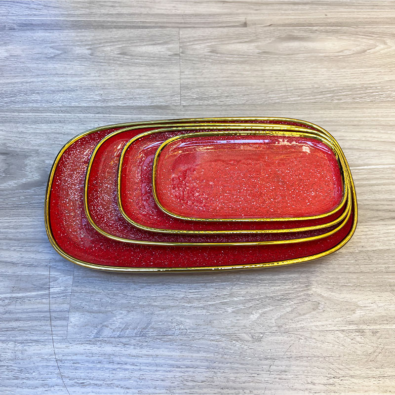 New colored glazed European-style rectangular long strip plate porcelain, extra-large restaurant household ceramic grilled fish plate set Application Scenario