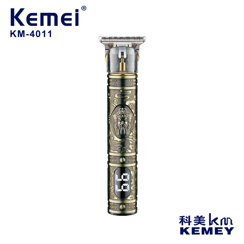 跨境厂家直供KM-4011专业理发剪镂空刀头机身精美雕纹USB充电