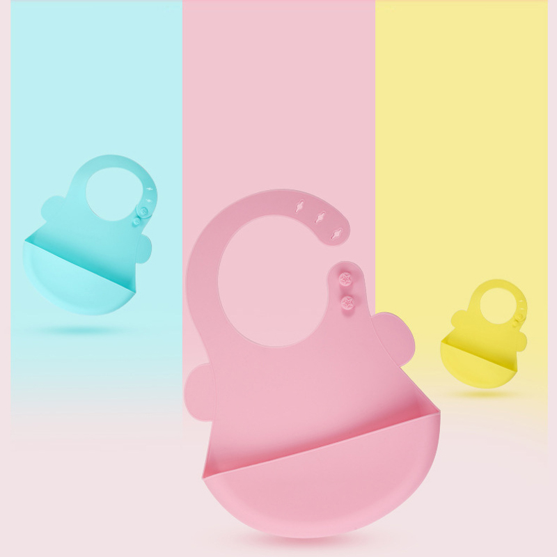 Factory Direct Sales Of Children's Silicone Bib Food Grade Baby Soft Rice Bag Waterproof Free Food Bag Specification drawing