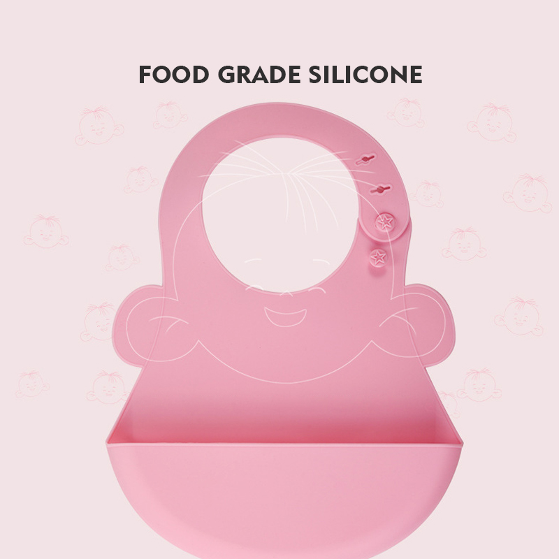 Manufacturers Direct Sales Of Silicone Bib For Children Baby Eating Pocket Environmentally Friendly Free Wash Rice Bib Specification drawing