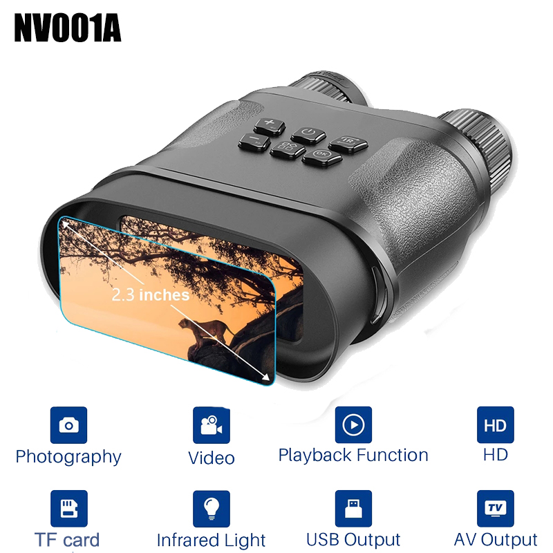 NV001A 2.3 Inch Large Screen HD Digital Night Vision Binoculars Image & Video Recording Infrared Camera for Night Hunting Patrol