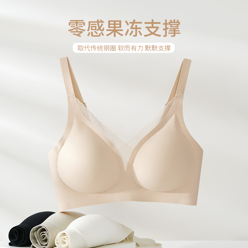 Jelly strip underwear makes women's large breasts look smaller. It has no trace and the side shrinks the secondary breasts. It is a breathable summer bra without a steel coil details Picture