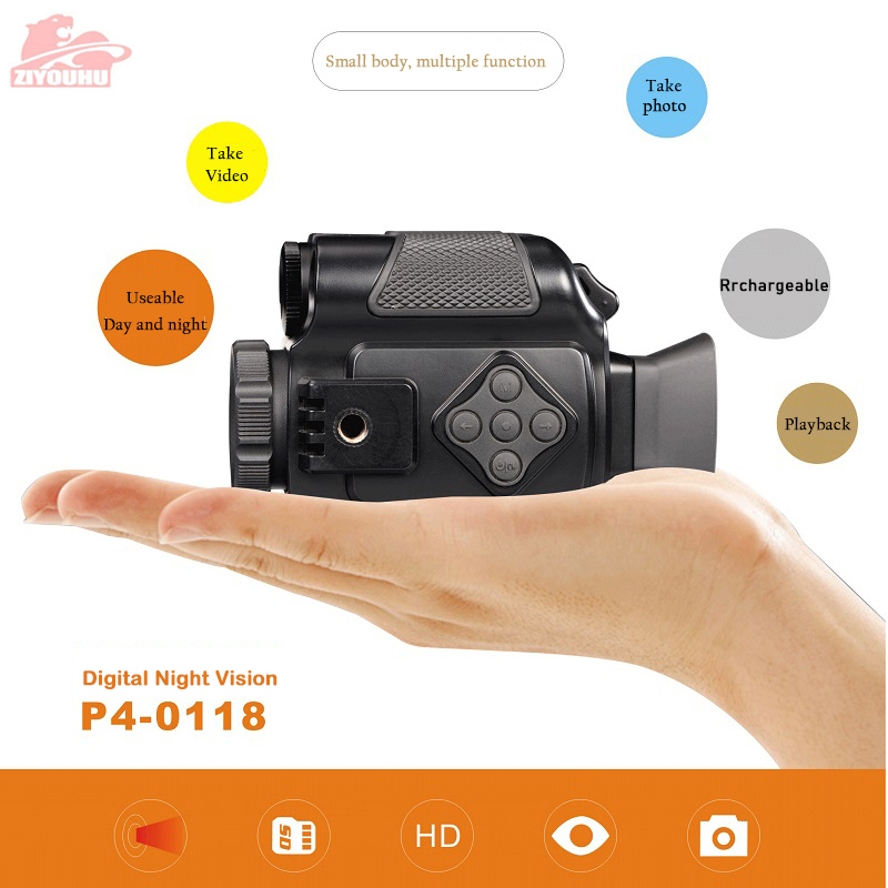 Mini HD Digital Night-Vision Device Infrared Camera Camcorder Monocular Pocket-sized Night Viewer Scope for Day & Night Hunting