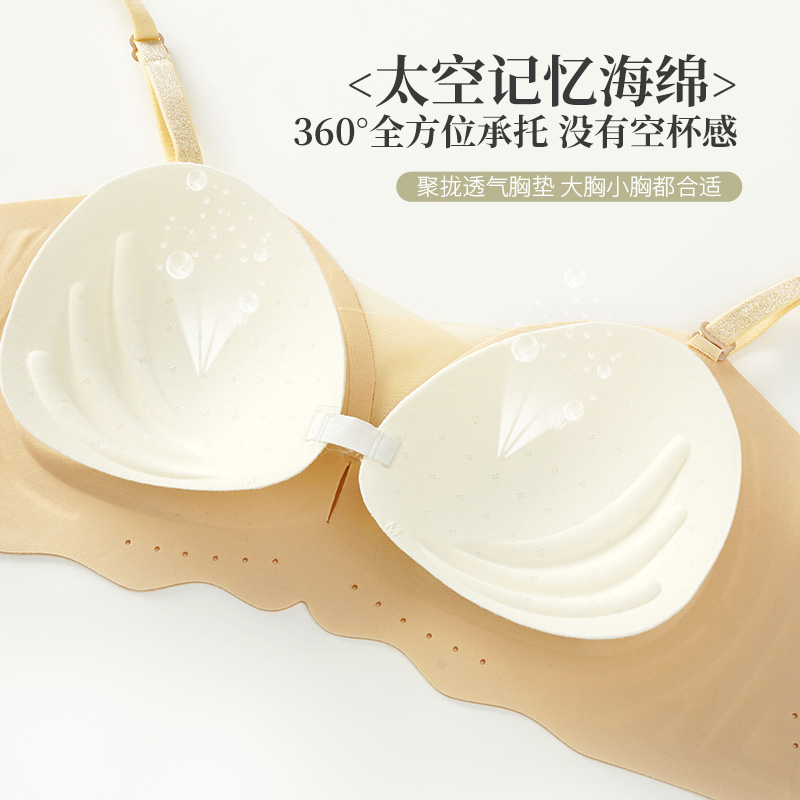 Jelly strip lingerie for female students, Japanese-style strapless bra without steel rings, large breasts that look smaller, new summer bra Specification image