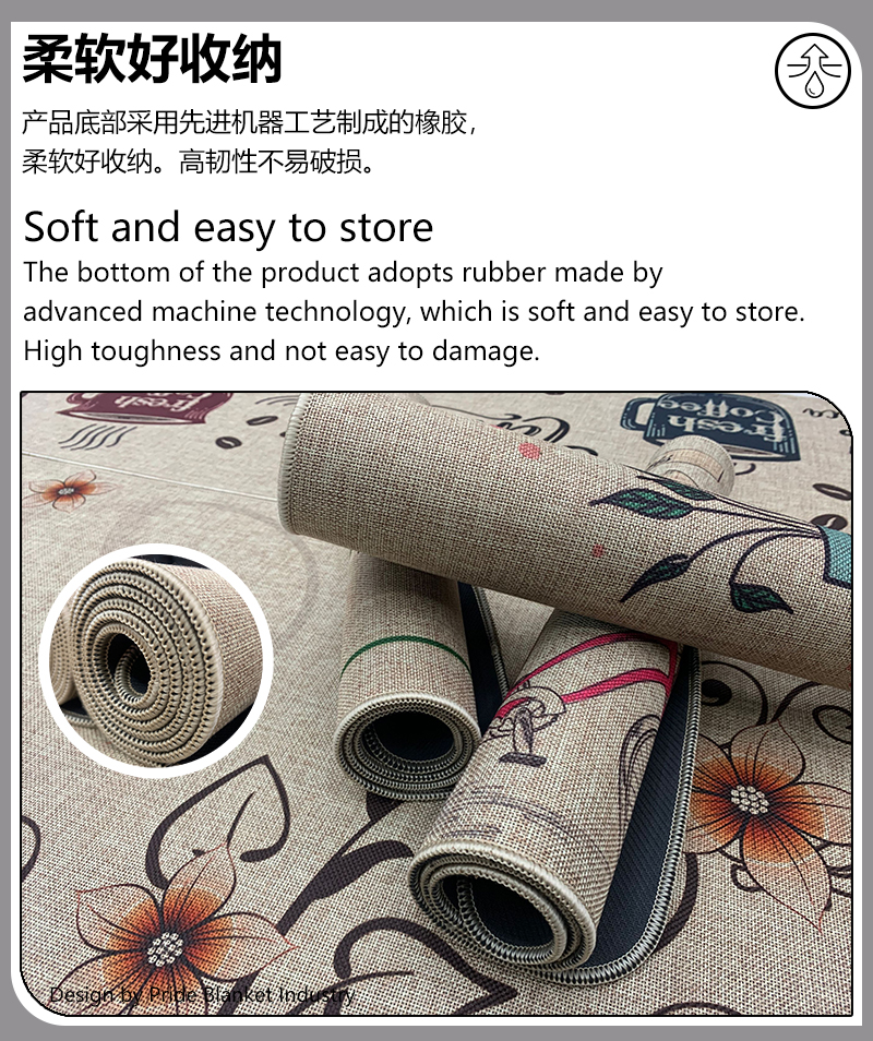 IBH cartoon linen kitchen mat, printed carpet, anti-slip mat, coarse and fine linen mat, rubber floor mat, door mat, bedroom mat, BH220323028 pic 8