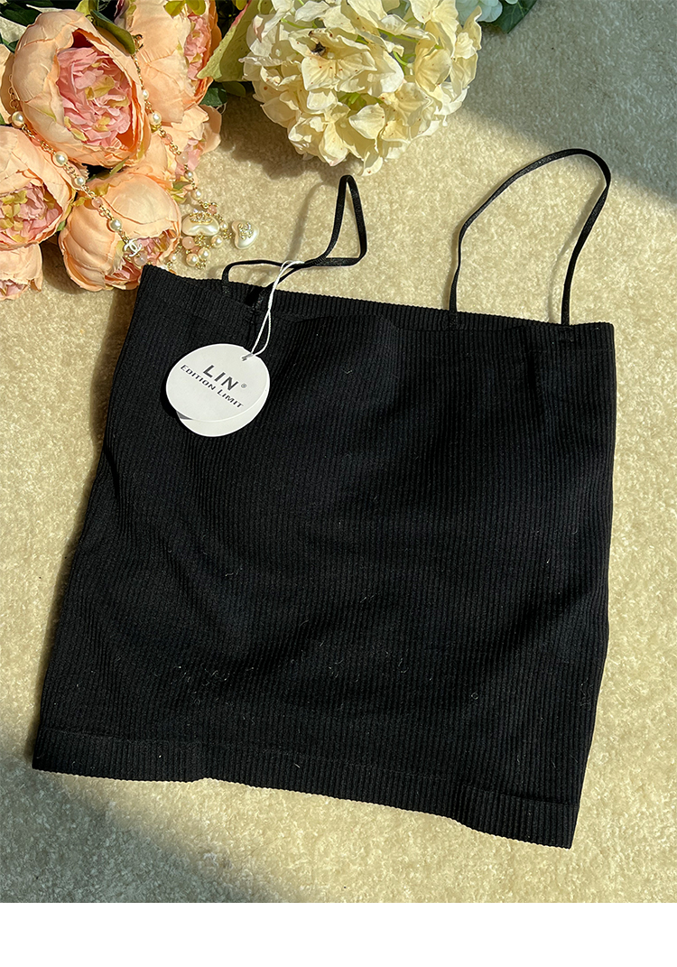 LINCHAOZHANG Backless single-piece halter top Spring solid color short style pic 10