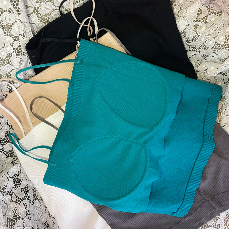 LINCHAOZHANG Backless single-piece halter top Spring solid color short style Application Scenario