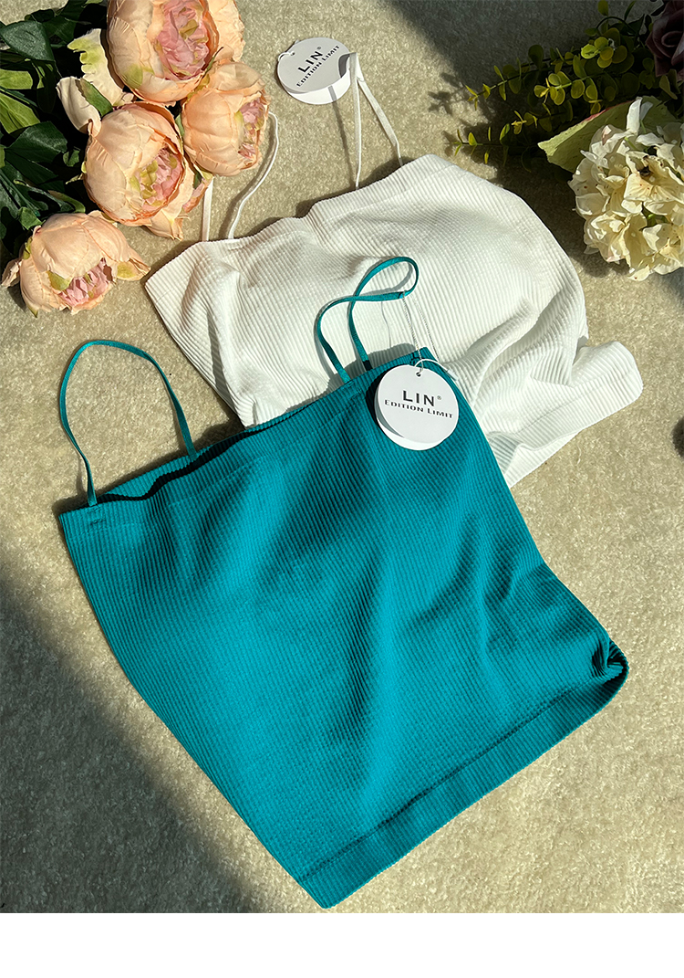 LINCHAOZHANG Backless single-piece halter top Spring solid color short style pic 17