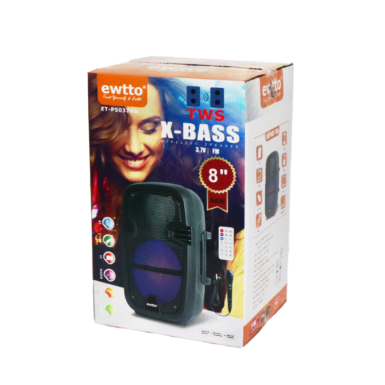 ewtto ET-P5037MB 8 inch Wireless BT Speaker With Remote Control FM undefined