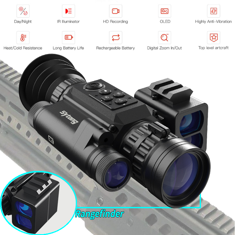 Sytong HT-60 Night Vision Device Optical Sight Riflescope Hunting Scope with Laser Range Finder Spotting Scope for Rifle Hunting
