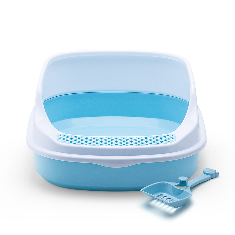 The new pet cat litter box is made of pp material with high edge splashes. It is a universal cat product for both big and small cats Application Scenario