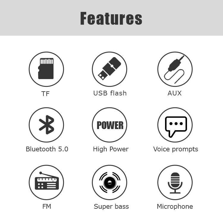 ewtto ET-P5037MB 8 inch Wireless BT Speaker With Remote Control FM Item Picture