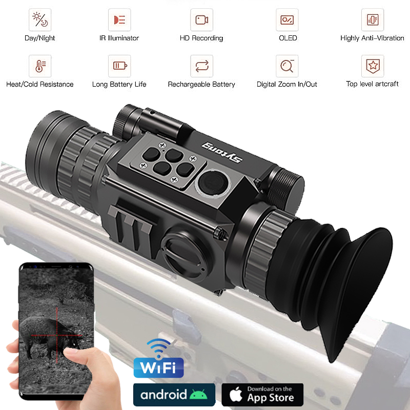 Sytong HT-60 6.5X Digital Night Vision Clip-on Rifle Scope IPX7 Waterproof WIFI Transmission Crosshair Aim Sight for Hunting