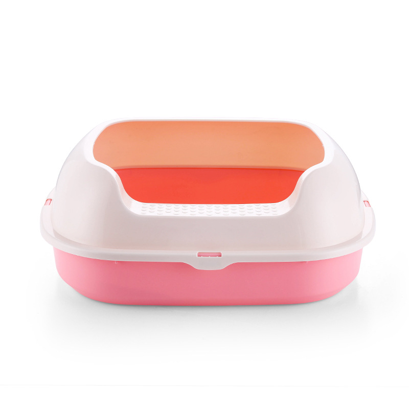 New semi-enclosed smiling face type cat litter box with high edge splashes, suitable for both kittens and adult cats Specification image