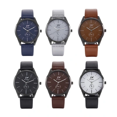 European and American popular fashion simple trend men's watch student sports watch PU with student quartz watch generation reloj thumbnail