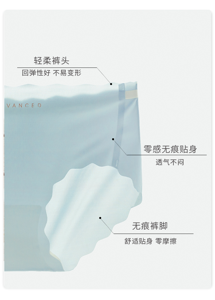 Ice Silk underpants for women, seamless summer, thin mid-waist, hip-lifting one-piece, simple and girlish style, breathable and antibacterial crotch shorts pic 12