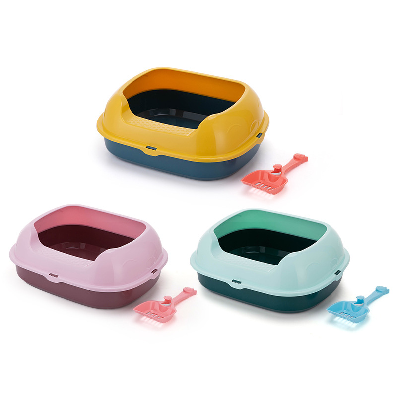New semi-enclosed smiling face type cat litter box with high edge splashes, suitable for both kittens and adult cats Item Picture