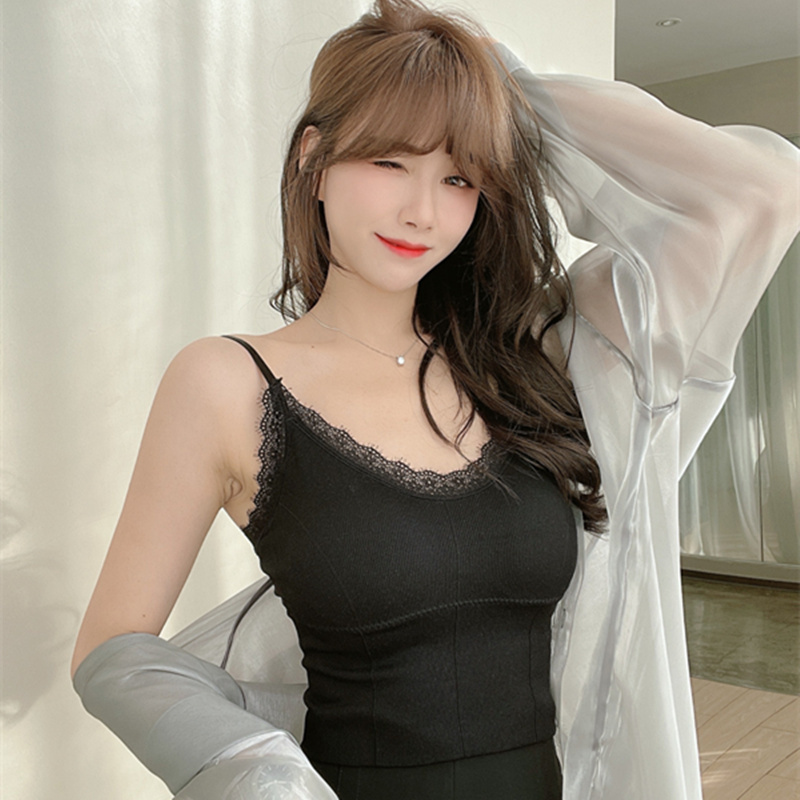Slag women with beautiful back anti - light cover pair of breast lace edge halter vest
