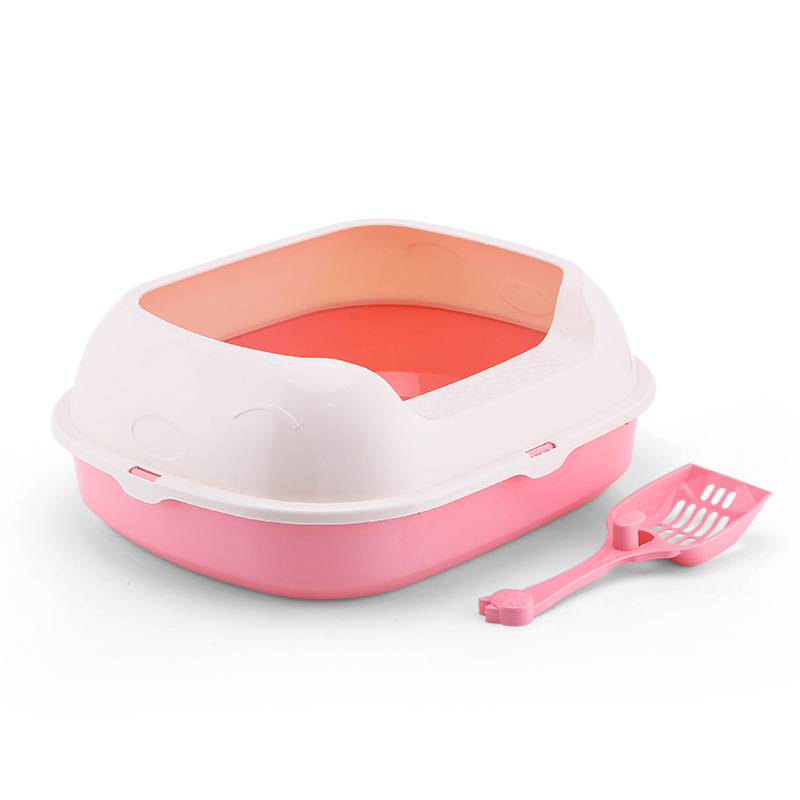 New semi-enclosed smiling face type cat litter box with high edge splashes, suitable for both kittens and adult cats details Picture