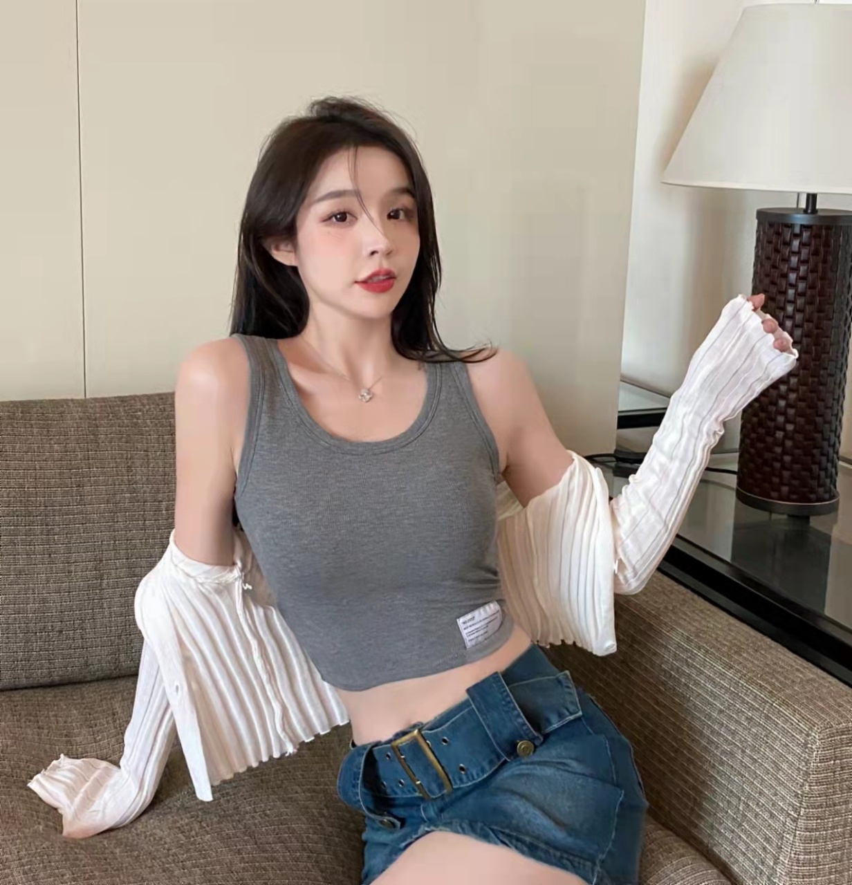  夏季新款背心女士外穿性感带胸垫打底上衣百搭新款韩版少女学生详情5