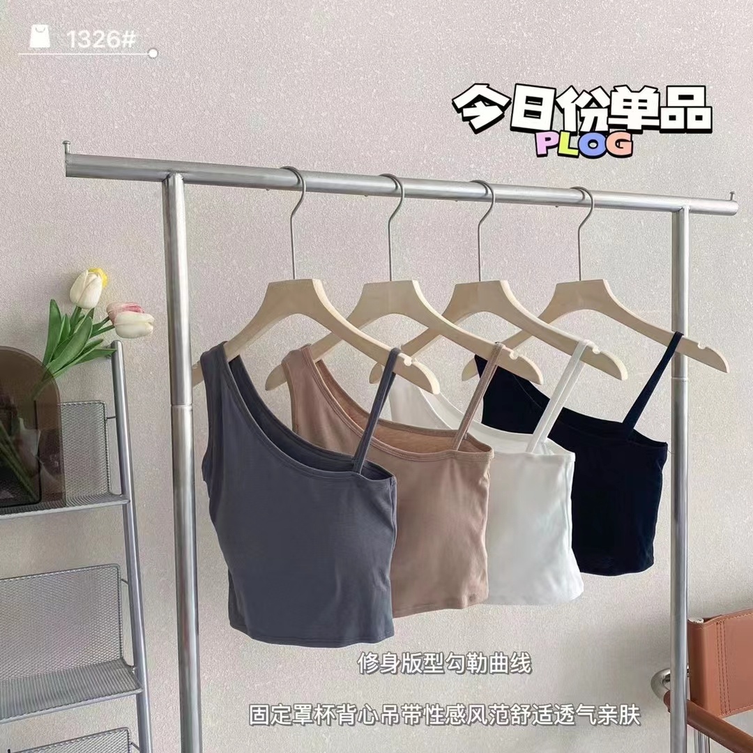  吊带女学生夏季新款百搭洋气带胸垫背心女外穿薄款上衣抖音爆款详情2