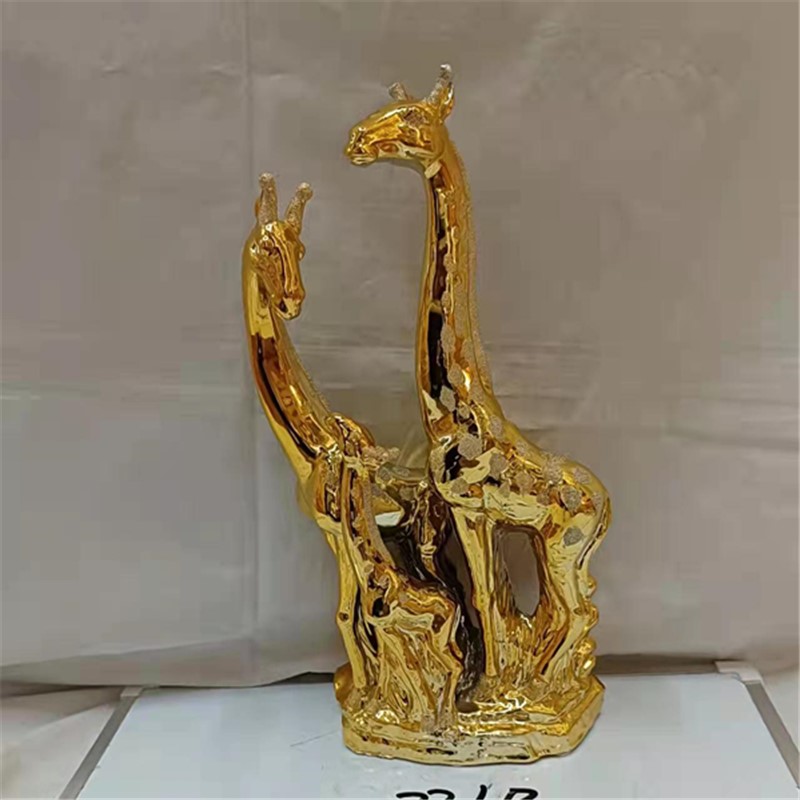 Golden deer ceramic ornament 1