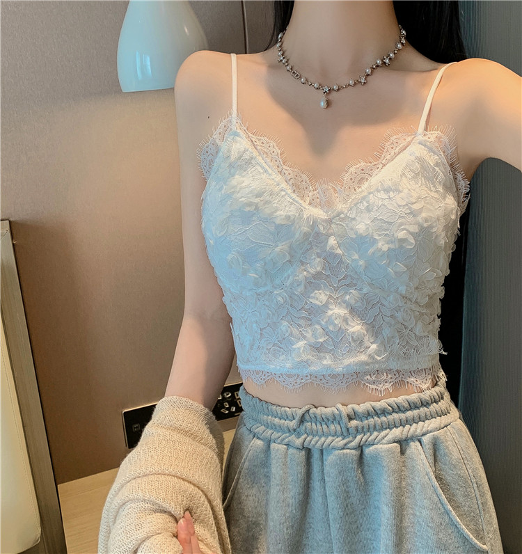 纯欲法式蕾丝美背吊带内搭小背心设计感外穿短款别致绝美甜辣上衣详情5
