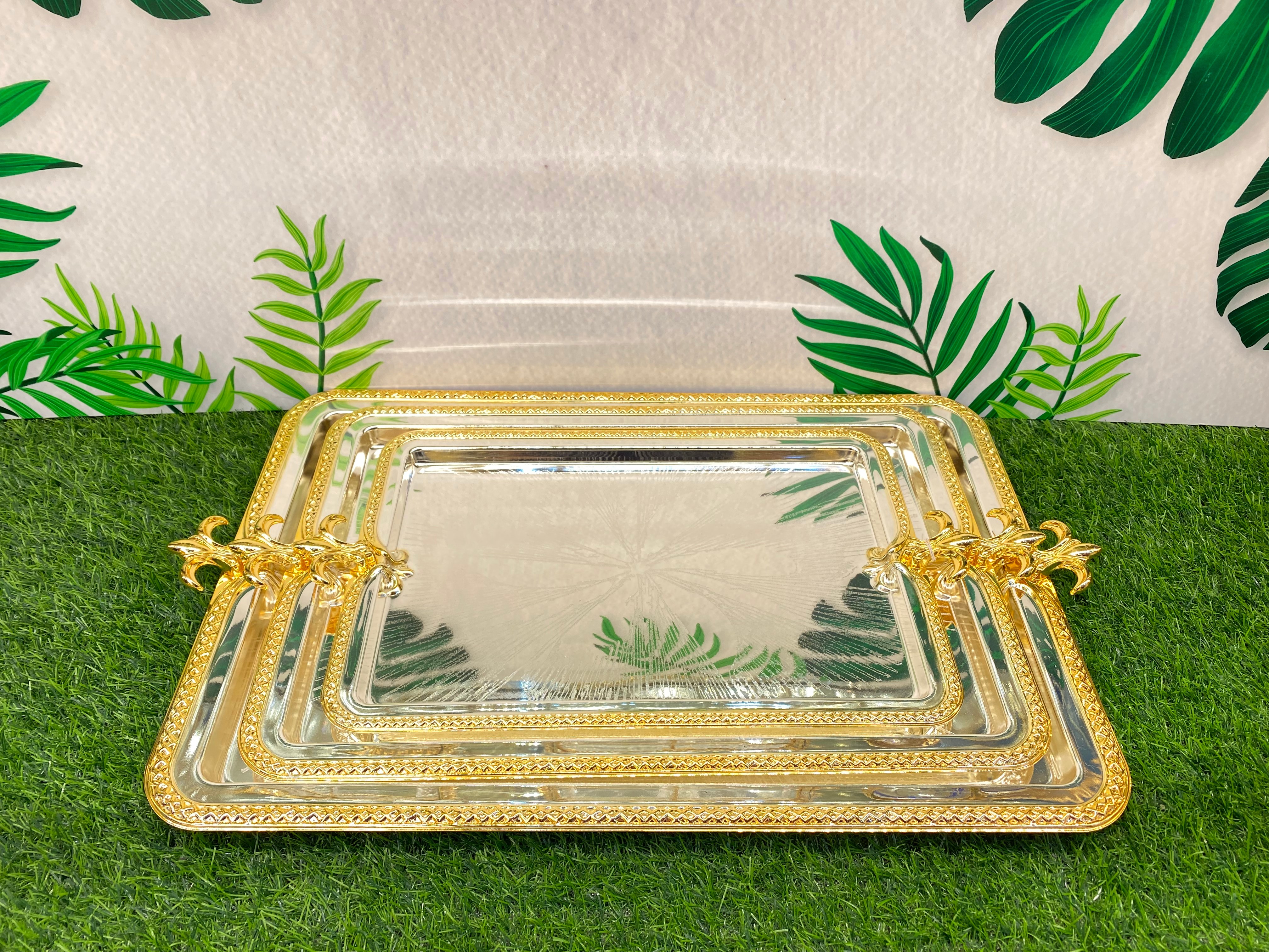 Double colour iron tray with alloy handle